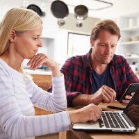 Couple choosing insurance
